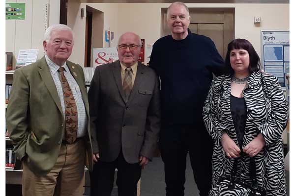 The family of Bella Reay at Blyth Library with councillor Jeff Watson