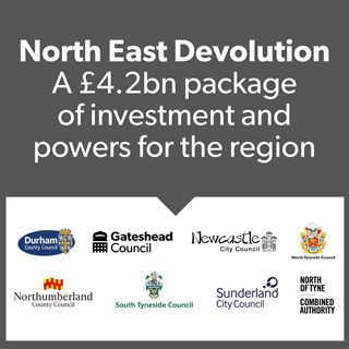 A graphic promoting North East devolution