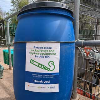 A vaping tube recycling bin