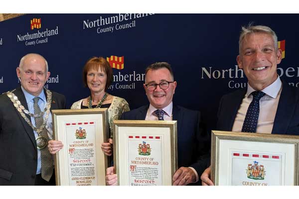 Civic Head Trevor Cessford with Liz Morgan, Tony Gates and Winton Keenen who have been honoured by the council