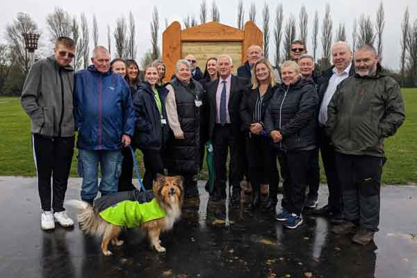 Councillors and partners at the opening of the new path at Eastwoods Park in Prudhoe