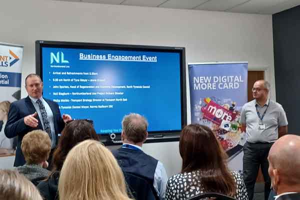 Speakers at a North Tyneside business event promoting the Northumberland Line