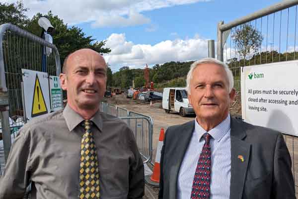 Councillors John Riddle and Glen Sanderson at the Todstead landslip