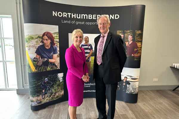 Council Chief Executive Dr Helen Paterson and Lord Curry at the launch of the Northumberland County Partnership