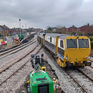 Signalling work and track renewal taking place in Bedlington 