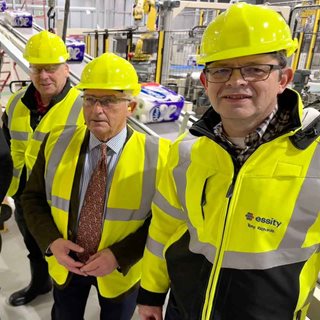 Councillors and Essity staff during a tour of the recycling facility