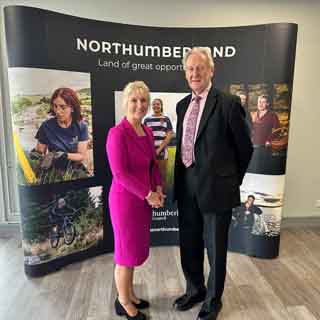 Council Chief Executive Dr Helen Paterson and Lord Curry at the launch of the Northumberland County Partnership 