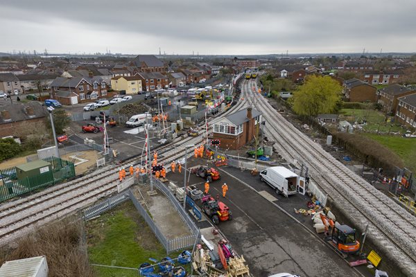 Signalling work and track renewal taking place in Bedlington