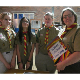 Diane Lyons (Scout Leader) with Sophie Wakenshaw, Kortney Leigh Holness and Katie Bebbington of the 1st Baden Powell Wooler Scouts.