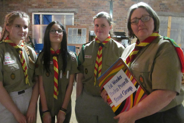 Diane Lyons (Scout Leader) with Sophie Wakenshaw, Kortney Leigh Holness and Katie Bebbington of the 1st Baden Powell Wooler Scouts.