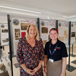 Councillor Wendy Pattison and Katie Wright, project officer look over the exhibition.
