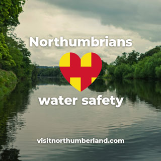 A graphic stating Northumbrians love water safety