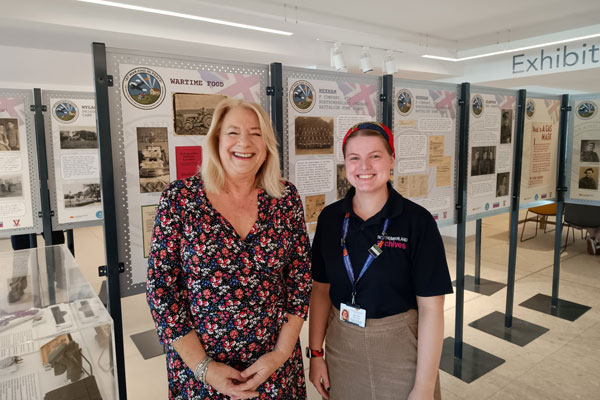 Councillor Wendy Pattison and Katie Wright, project officer look over the exhibition.