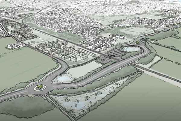 A computer generated image of a section of the new Blyth Relief Road