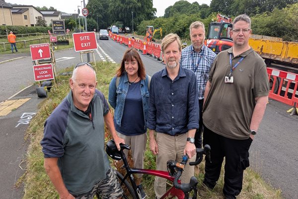 Councillors and staff at the new Hexham to Corbridge active travel corridor