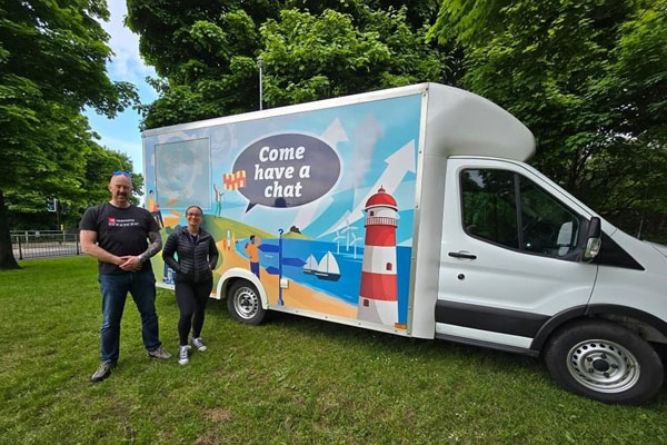 Community safety officers with a council van