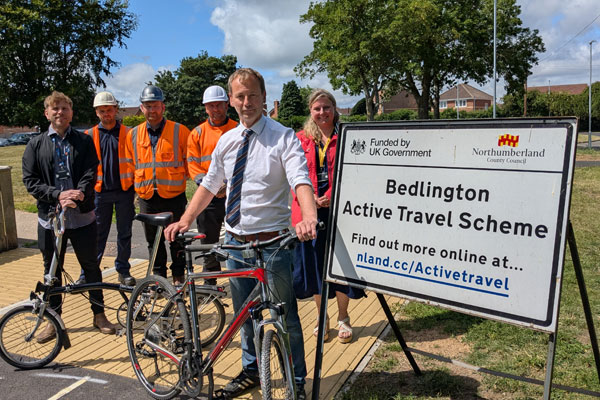 Councillors and staff with bikes in Bedlington