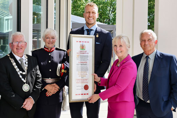 Dan Burn receiving the Freedom of Northumberland at County Hall