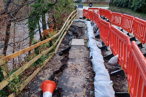 Tha landslip by the River Wansbeck at Mitford