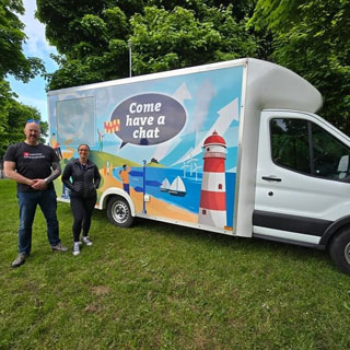 Community safety officers with a council van