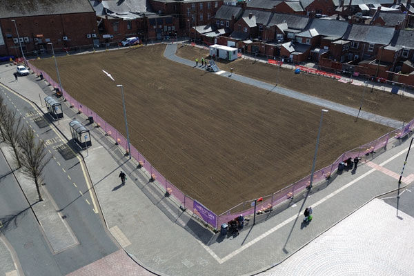 A new path and grassed area on the vacant development site behind Lintonville Terrace in Ashington