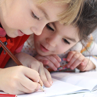 Children looking at a book
