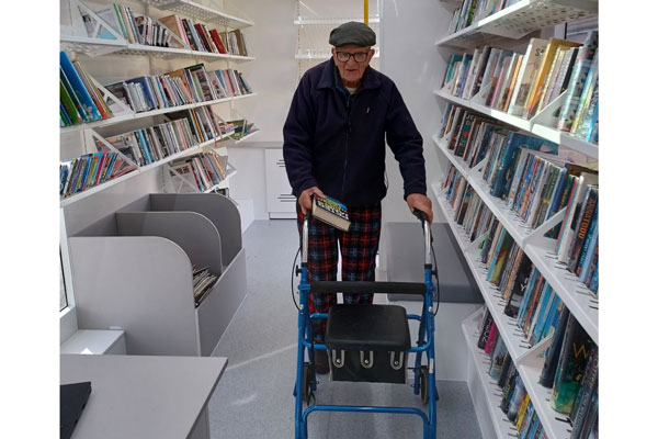 Shilbottle resident Tom Brown in the new library van