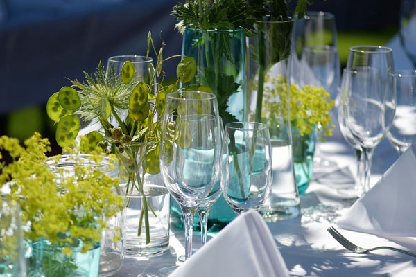 Tables set for an outdoor street party