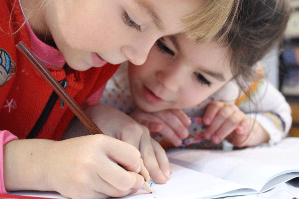Children looking at a book