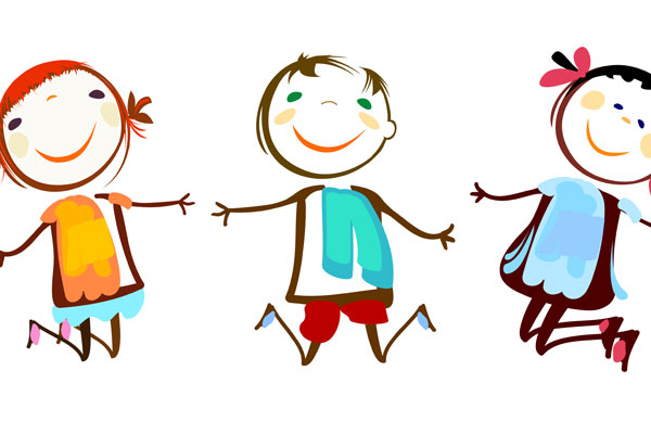 Drawing of happy children