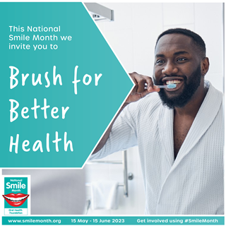 Man brushing his teeth during Oral Health Month