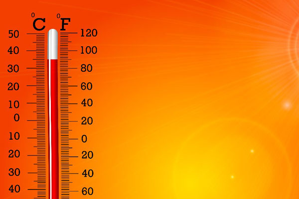 Thermometer showing high temperature