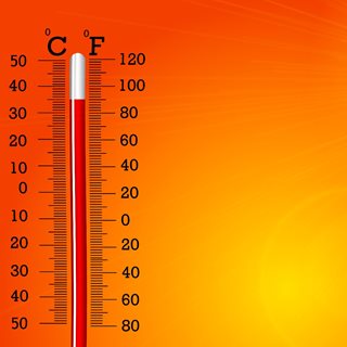 Thermometer showing high temperature