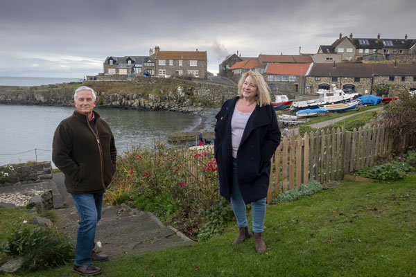 Councillors Glen Sanderson and Wendy Pattison at Craster