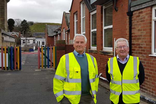 Councillors Glen Sanderson and John Beynon at the old Morpeth First School