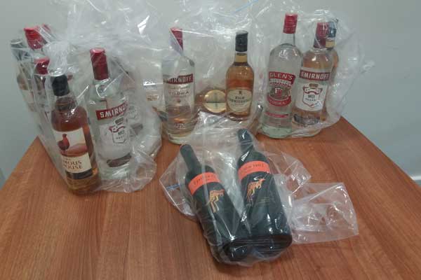 Bottles of illegal alcohol