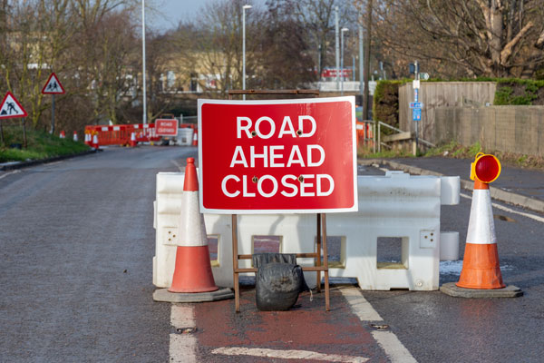 A road closed sign