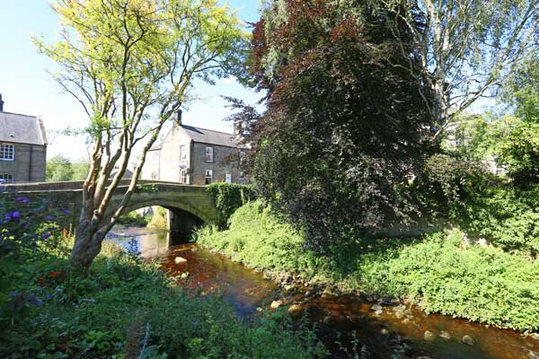 A countryside scene with bridge