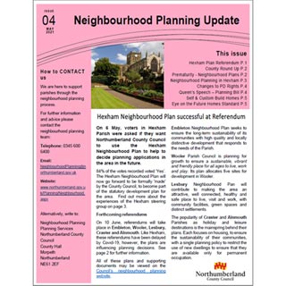 An example of the Planning update newsletter