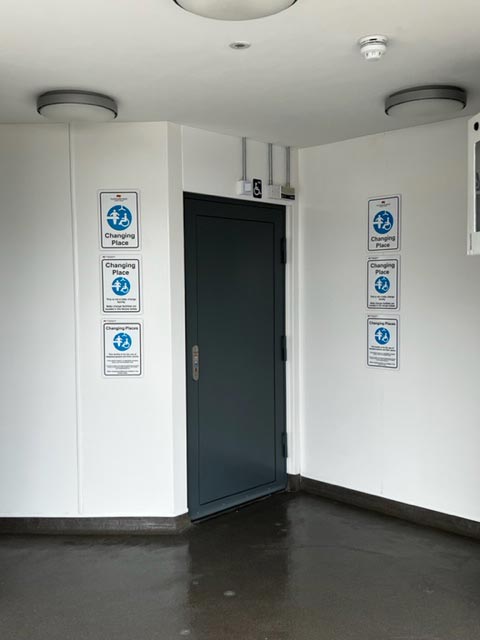 The door to the accessible toilet area