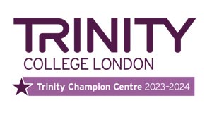 Trinity College London logo. Text says Trinity Champion Centre 2022 to 2023