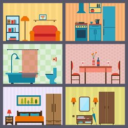 Setting Up Home Allowance - various rooms in a house