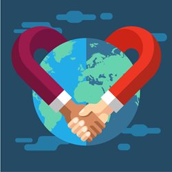 Relationships - hand holding around the world